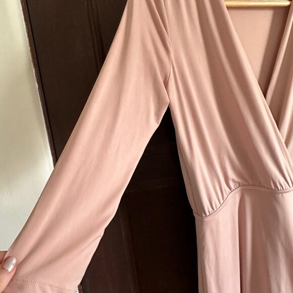 LOVERS + FRIENDS | Dress Happy Drape Blush Pink Faux Wrap | Size Small - Picture 5 of 5